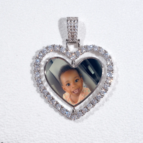 3D Spinning 2-Faced Heart Custom Picture Pendant