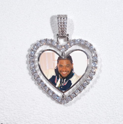 3D Spinning 2-Faced Heart Custom Picture Pendant