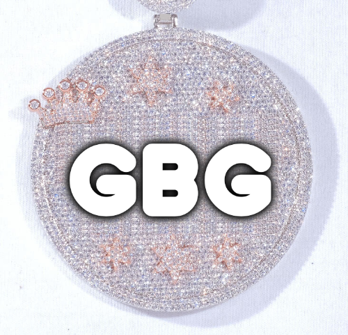 CUSTOM LETTER NECKLACE 3D BIG CROWN DISC