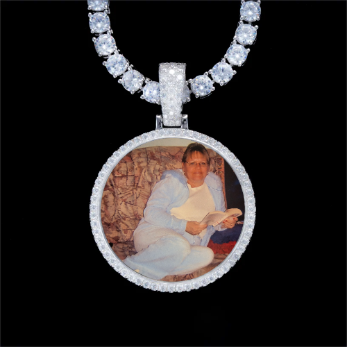 925S & VVS Moissanite 3D Circle Custom Picture Pendant