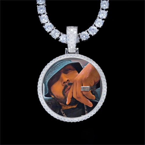 925S & VVS Moissanite 3D Circle Custom Picture Pendant