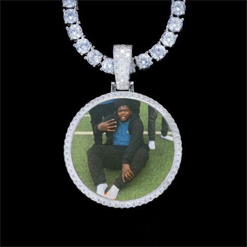 925S & VVS Moissanite 3D Circle Custom Picture Pendant