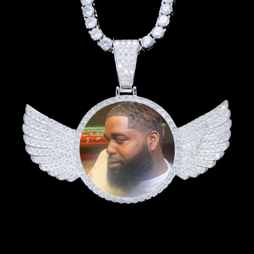 925S & VVS Moissanite 3D Wing Custom Picture Pendant