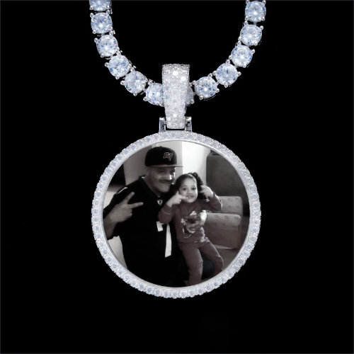 925S & VVS Moissanite 3D Circle Custom Picture Pendant