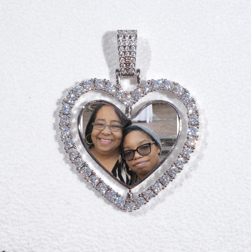 3D Spinning 2-Faced Heart Custom Picture Pendant