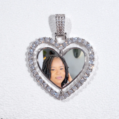 3D Spinning 2-Faced Heart Custom Picture Pendant