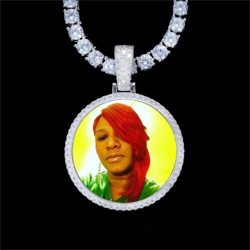 925S & VVS Moissanite 3D Circle Custom Picture Pendant