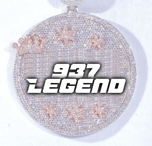 CUSTOM LETTER NECKLACE 3D BIG CROWN DISC