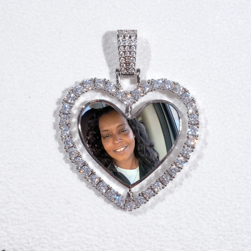 3D Spinning 2-Faced Heart Custom Picture Pendant