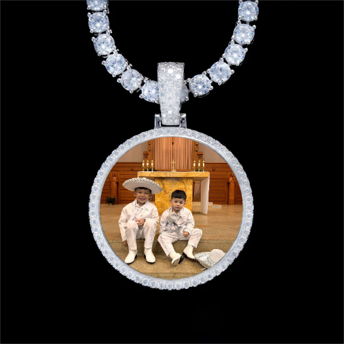 925S & VVS Moissanite 3D Circle Custom Picture Pendant