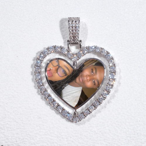 3D Spinning 2-Faced Heart Custom Picture Pendant