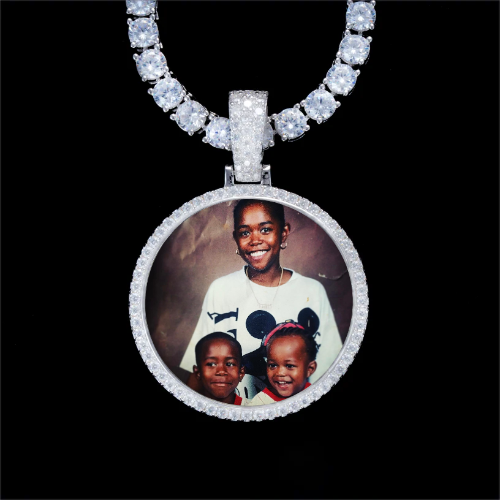 925S & VVS Moissanite 3D Circle Custom Picture Pendant