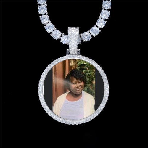 925S & VVS Moissanite 3D Circle Custom Picture Pendant