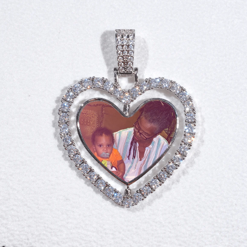 3D Spinning 2-Faced Heart Custom Picture Pendant