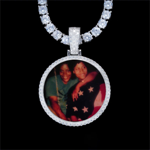 925S & VVS Moissanite 3D Circle Custom Picture Pendant