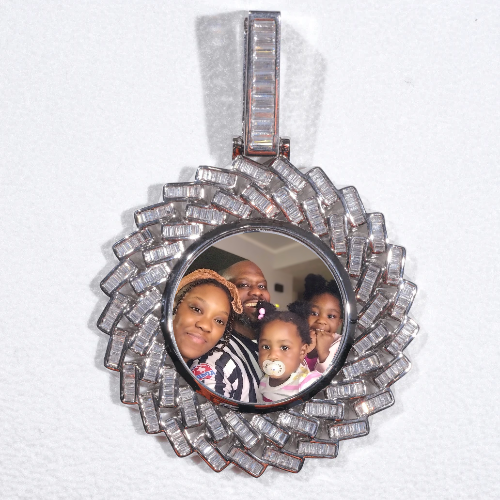 Large 3D Baguette Custom Picture Pendant