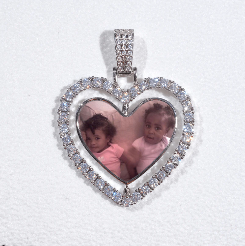 3D Spinning 2-Faced Heart Custom Picture Pendant