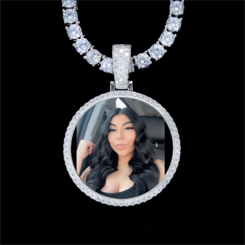 925S & VVS Moissanite 3D Circle Custom Picture Pendant