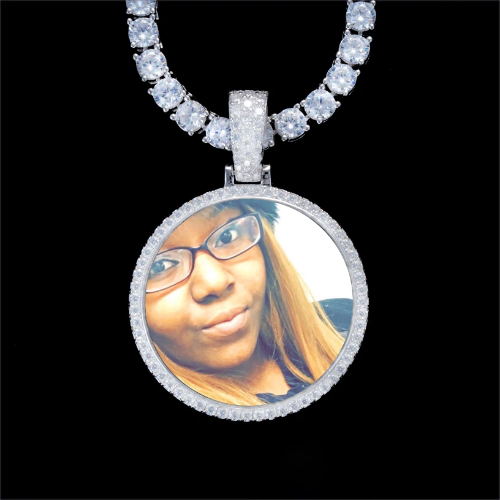 925S & VVS Moissanite 3D Circle Custom Picture Pendant