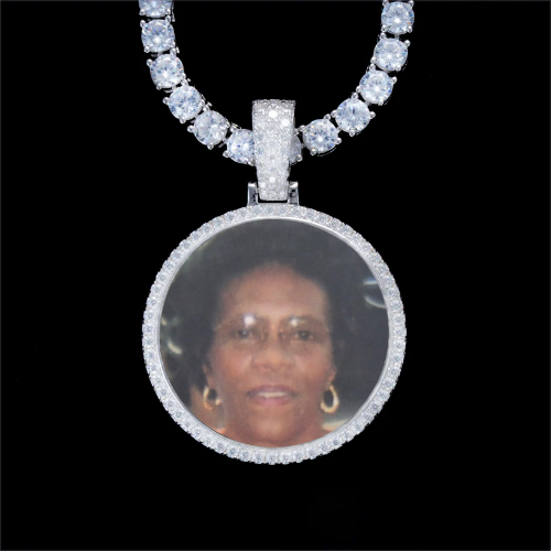 925S & VVS Moissanite 3D Circle Custom Picture Pendant
