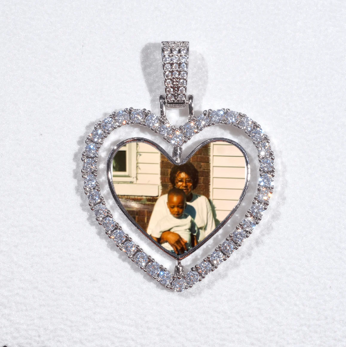 3D Spinning 2-Faced Heart Custom Picture Pendant