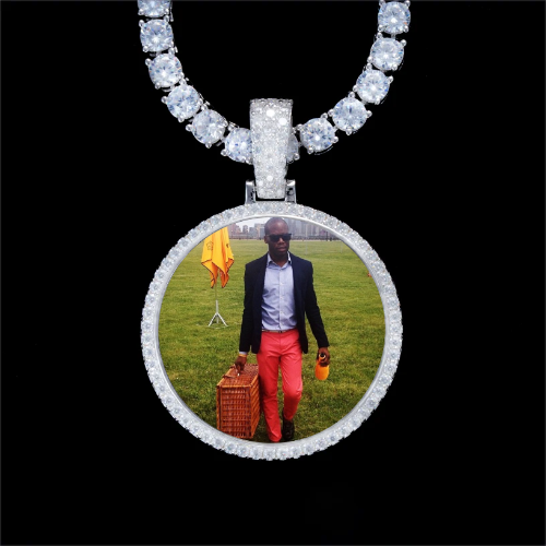 925S & VVS Moissanite 3D Circle Custom Picture Pendant