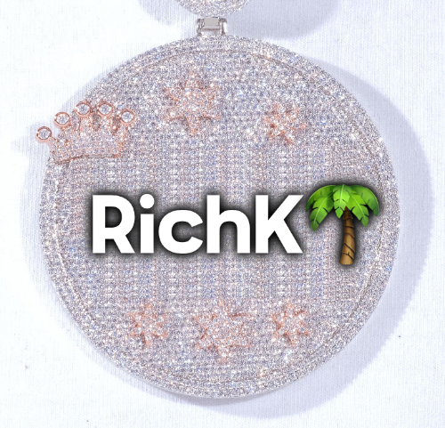 CUSTOM LETTER NECKLACE 3D BIG CROWN DISC