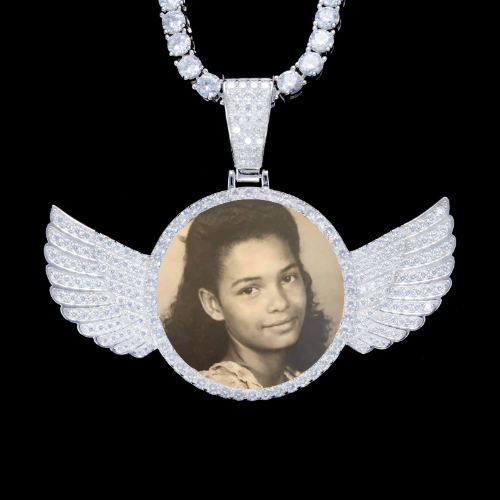 925S & VVS Moissanite 3D Wing Custom Picture Pendant