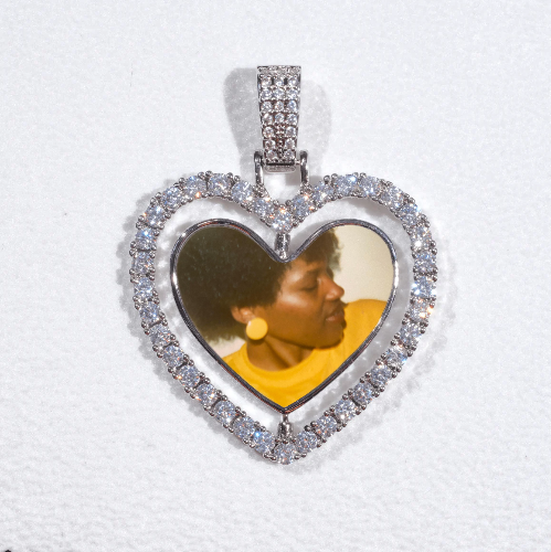 3D Spinning 2-Faced Heart Custom Picture Pendant
