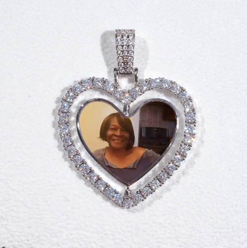 3D Spinning 2-Faced Heart Custom Picture Pendant