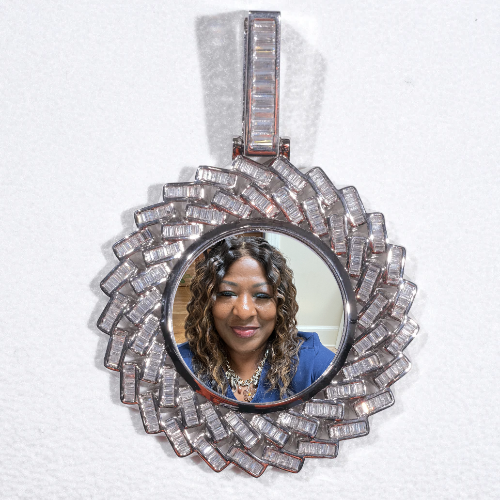 Large 3D Baguette Custom Picture Pendant