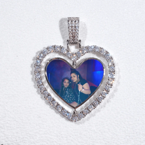 3D Spinning 2-Faced Heart Custom Picture Pendant