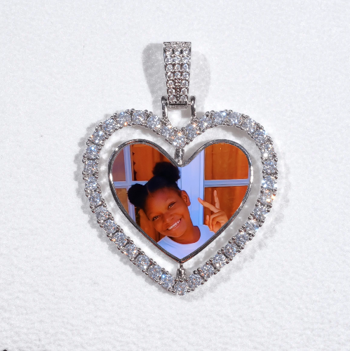 3D Spinning 2-Faced Heart Custom Picture Pendant