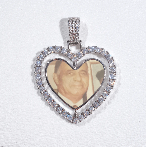 3D Spinning 2-Faced Heart Custom Picture Pendant