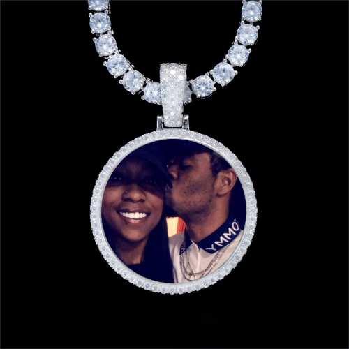 925S & VVS Moissanite 3D Circle Custom Picture Pendant
