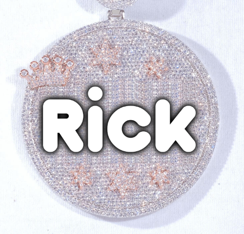 CUSTOM LETTER NECKLACE 3D BIG CROWN DISC