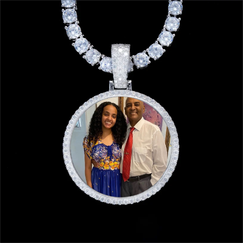 925S & VVS Moissanite 3D Circle Custom Picture Pendant