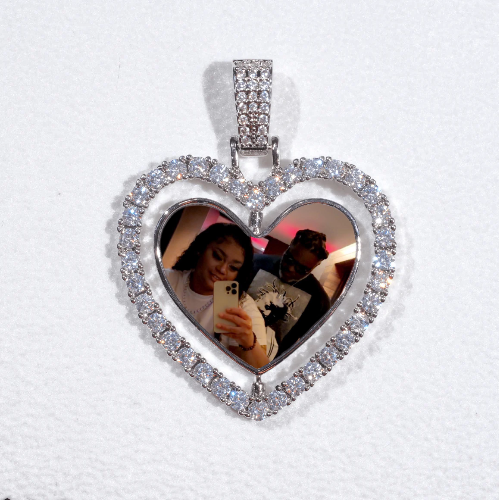 3D Spinning 2-Faced Heart Custom Picture Pendant