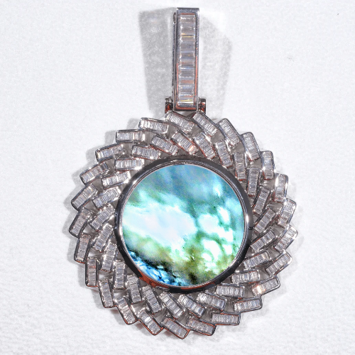 Large 3D Baguette Custom Picture Pendant