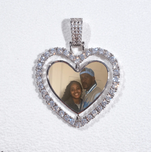 3D Spinning 2-Faced Heart Custom Picture Pendant