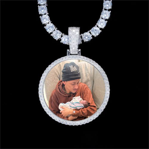 925S & VVS Moissanite 3D Circle Custom Picture Pendant