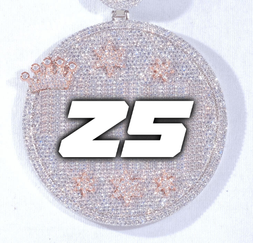 CUSTOM LETTER NECKLACE 3D BIG CROWN DISC
