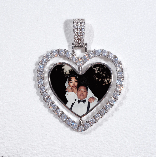 3D Spinning 2-Faced Heart Custom Picture Pendant
