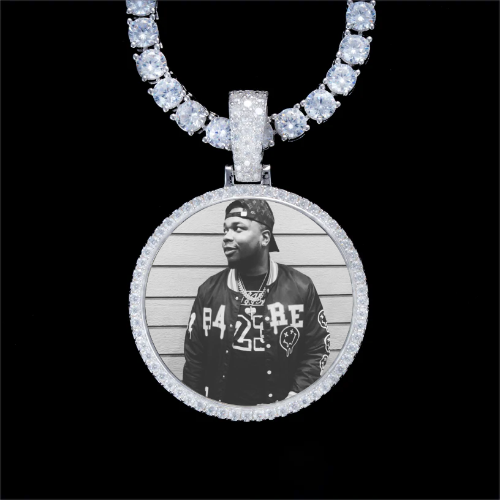 925S & VVS Moissanite 3D Circle Custom Picture Pendant