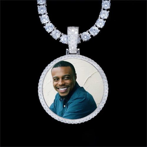 925S & VVS Moissanite 3D Circle Custom Picture Pendant