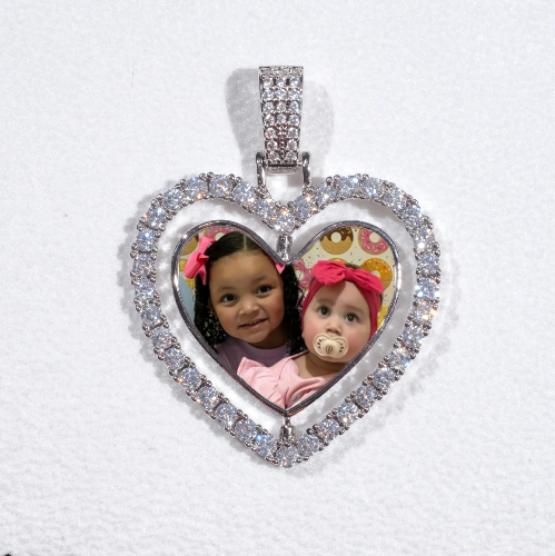 3D Spinning 2-Faced Heart Custom Picture Pendant
