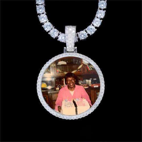 925S & VVS Moissanite 3D Circle Custom Picture Pendant