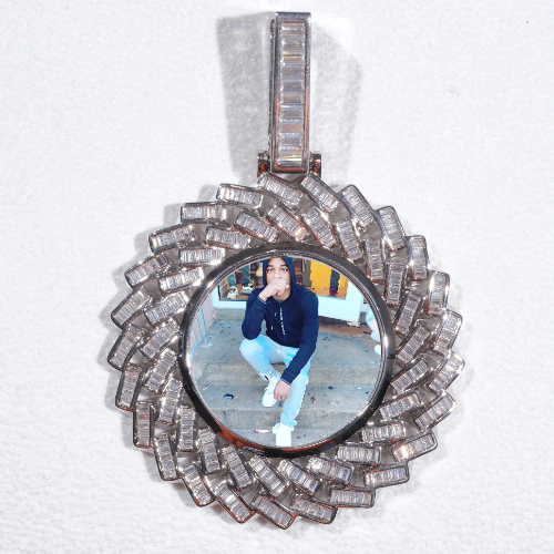 Large 3D Baguette Custom Picture Pendant