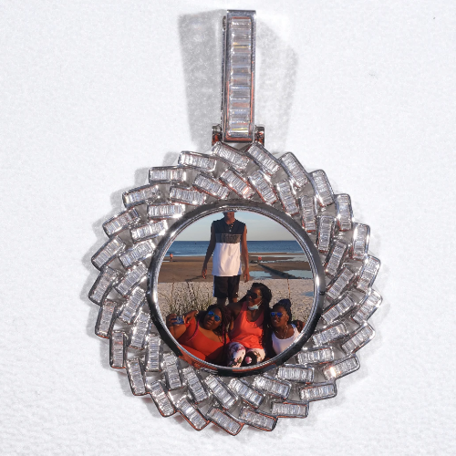 Large 3D Baguette Custom Picture Pendant