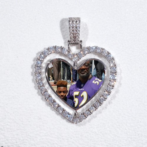 3D Spinning 2-Faced Heart Custom Picture Pendant